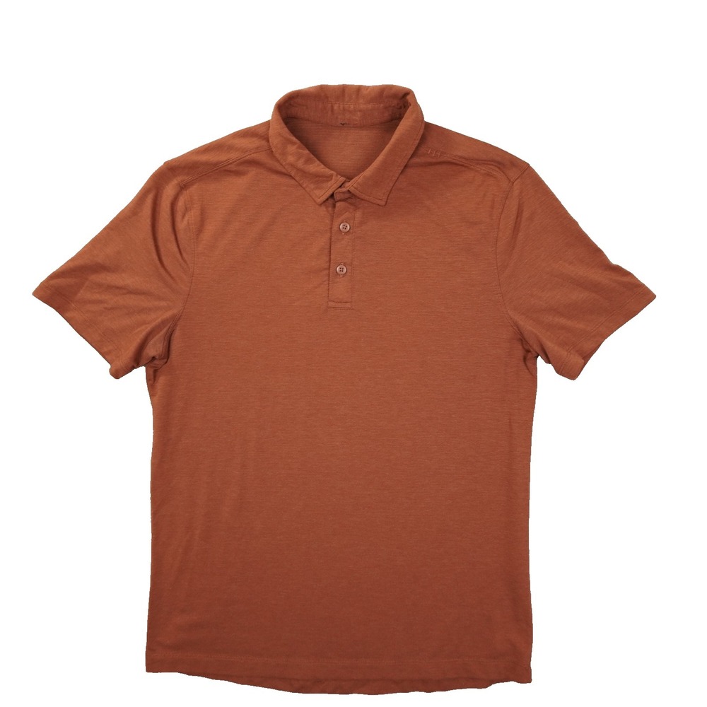Lululemon Evolution Polo Shirt Men's Medium Rust Orange Pique Golf Casual City